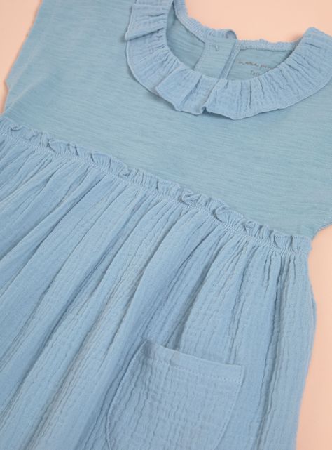 Vestido Bordado con Vuelos Denim-4