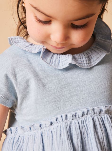 Vestido Bordado con Vuelos Denim-1