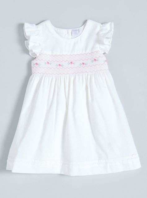 Vestido Clásico con Panal Bordado-0