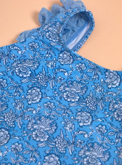 Traje de Baño Estampado con Mangas de Broderie-4