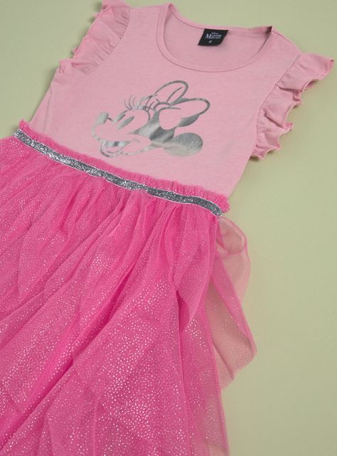 Vestido con Tulle Manga Corta Minnie Mouse y Angel Disney-4