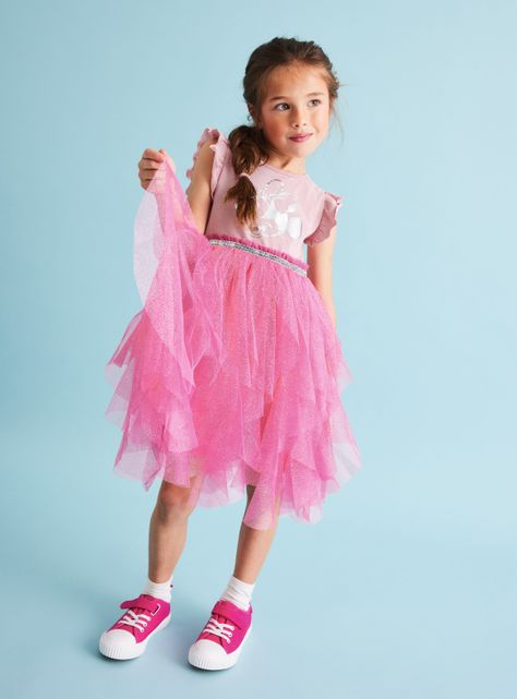 Vestido con Tulle Manga Corta Minnie Mouse y Angel Disney-0