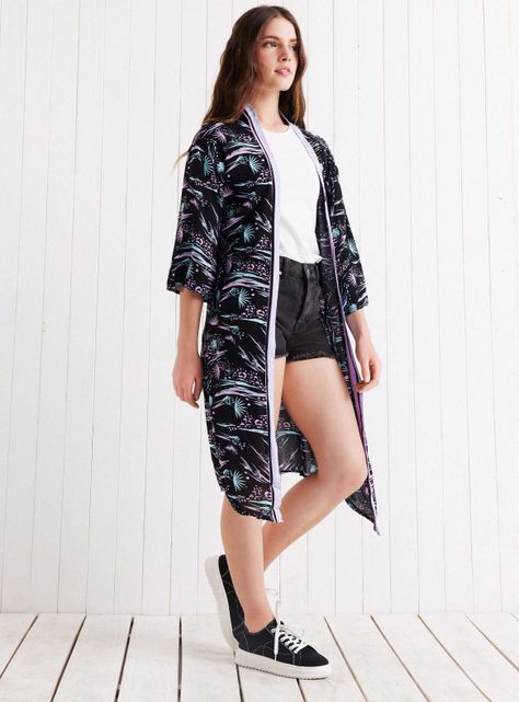 Blusa Kimono Manga Tres Cuartos Full Estampado-4