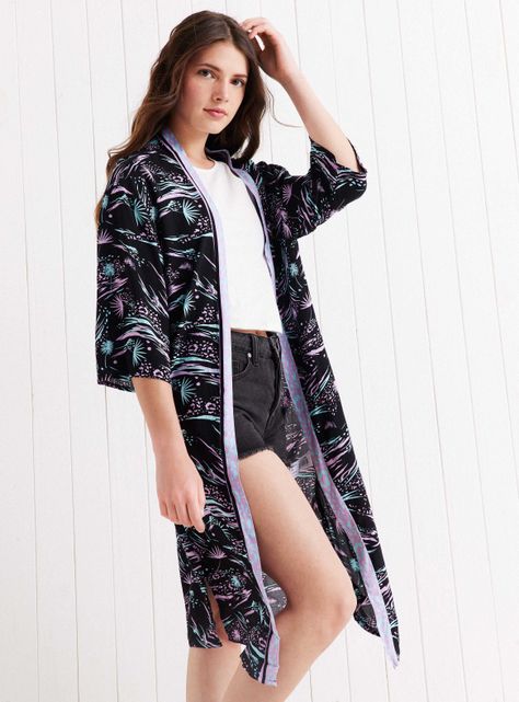 Blusa Kimono Manga Tres Cuartos Full Estampado-0