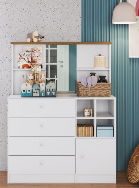 Cómoda Infantil Con Puerta y Espejo Amore-2