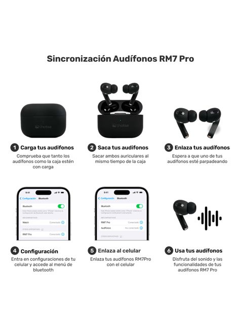 Audífonos Bluetooth Inalámbrico RM7 Pro Negro-4