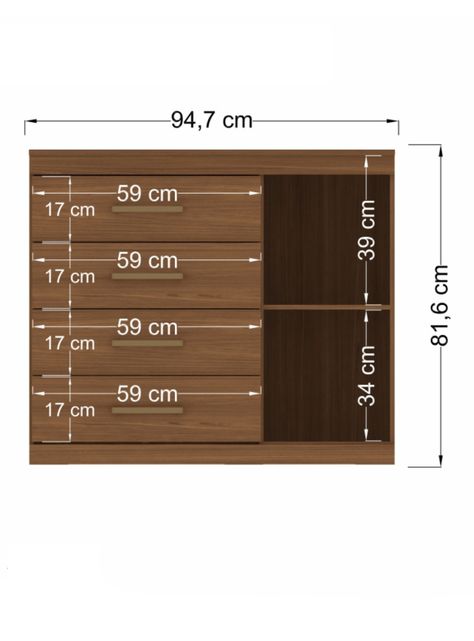 Cómoda Plus 1 Puerta 4 Cajones Jatoba-1