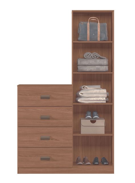 Cómoda Estilo 1 Puerta con Espejo 4 Cajones Jatoba-2