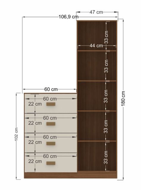 Cómoda Estilo 1 Puerta con Espejo 4 Cajones Jatoba Arena-1