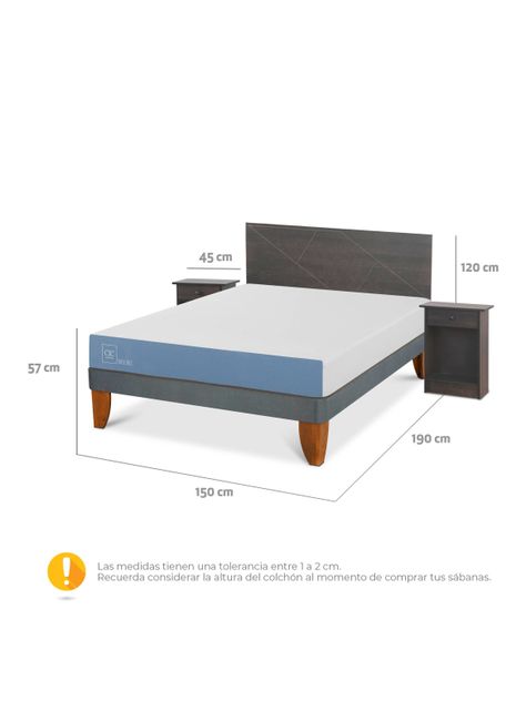 Cama Europea Excellence 2 Plazas + Set Villarrica Gris-1