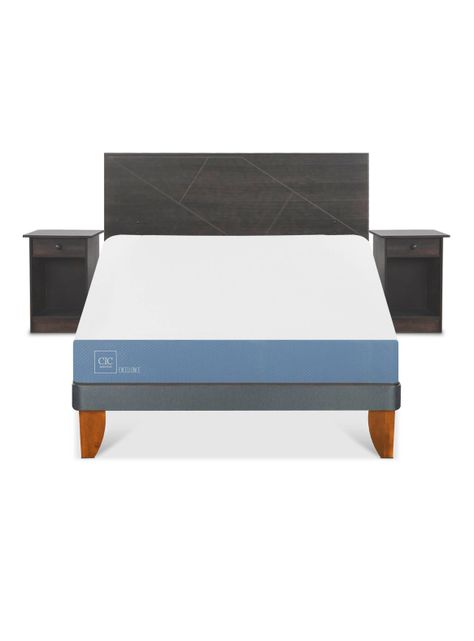 Cama Europea Excellence 2 Plazas + Set Villarrica Gris-2