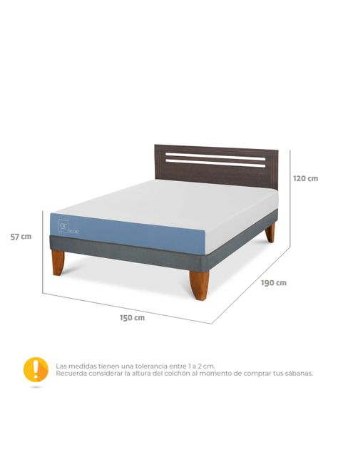 Cama Europea Excellence 2 Plazas Respaldo Munich Gris-1