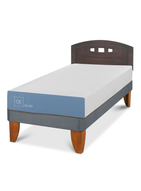 Cama Europea Excellence 1 Plaza 190 cm + Respaldo Gales Gris-0