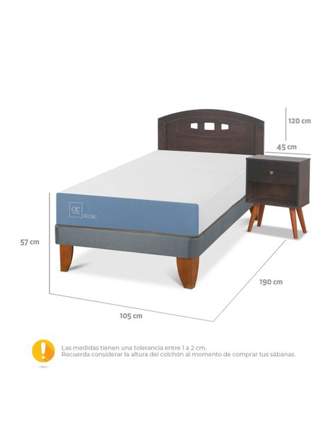 Cama Europea Excellence 1.5 Plazas Set Gales Gris-1