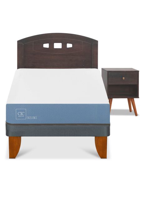 Cama Europea Excellence 1.5 Plazas Set Gales Gris-2