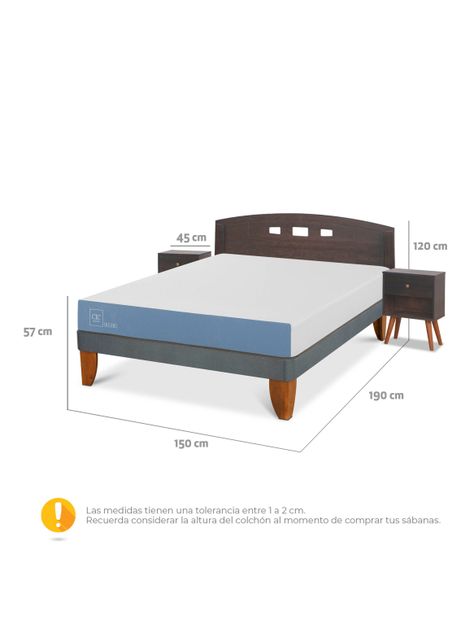 Cama Europea Excellence 2 Plazas + Set Gales Gris-1