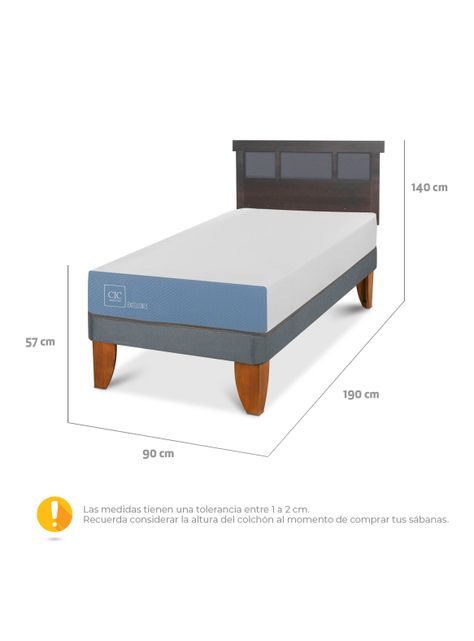 Cama Europea Excellence 1 Plaza Respaldo Dublin Gris-1