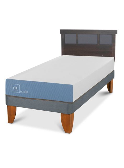 Cama Europea Excellence 1 Plaza Respaldo Dublin Gris-0