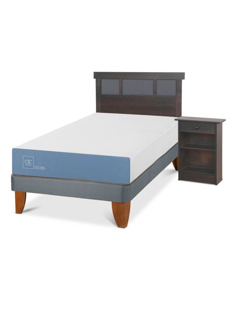 Cama Europea Excellence 1.5 Plazas Set Dublin Gris-0