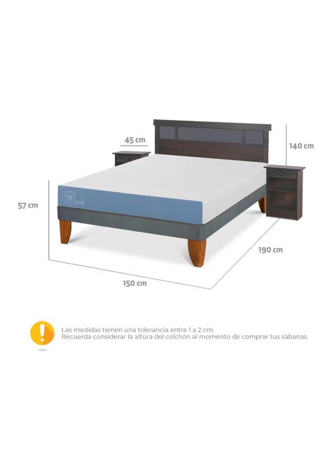 Cama Europea Excellence 2 Plazas + Set Dublin Gris-1