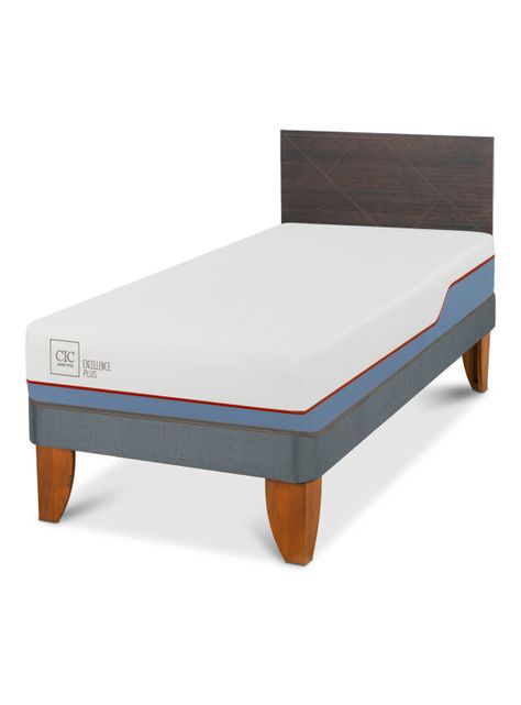 Cama Europea Excellence Plus 1.5 Plazas Respaldo Villarrica Gris-0
