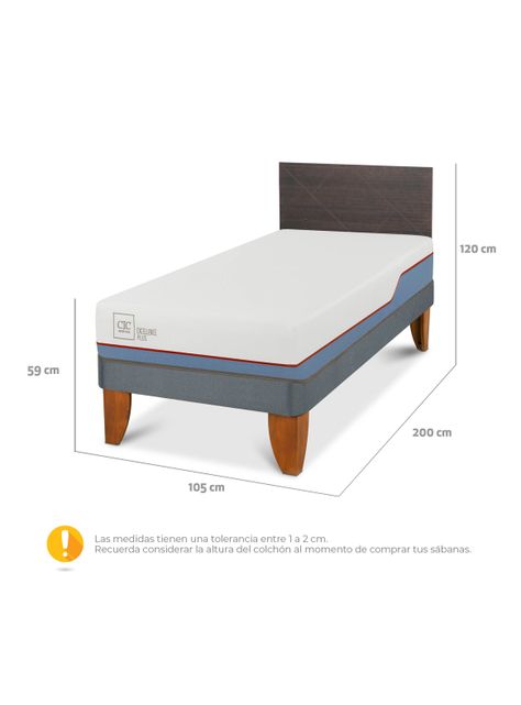 Cama Europea Excellence Plus 1.5 Plazas Respaldo Villarrica Gris-1