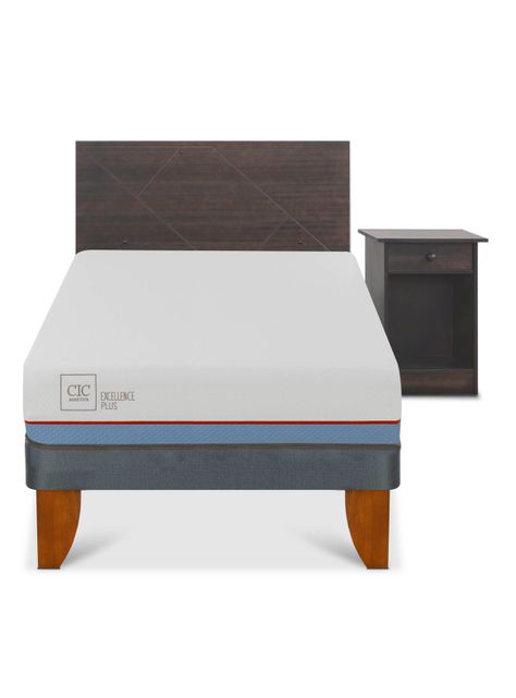 Cama Europea Excellence Plus 1.5 Plazas Set Villarrica Gris-2