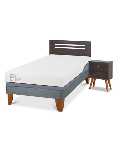 Cama Europea Excellence Plus 1.5 Plazas Set de Muebles Munich Gris-0