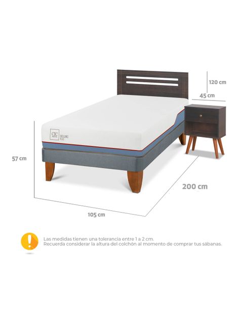 Cama Europea Excellence Plus 1.5 Plazas Set de Muebles Munich Gris-1