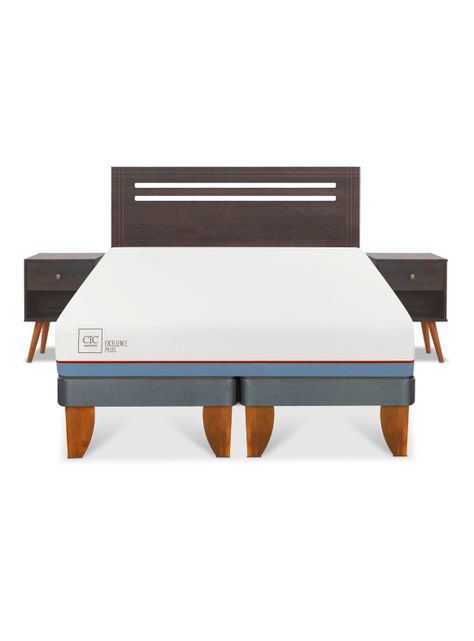 Cama Europea Excellence Plus 2 Plazas Base Dividida Munich Gris-2
