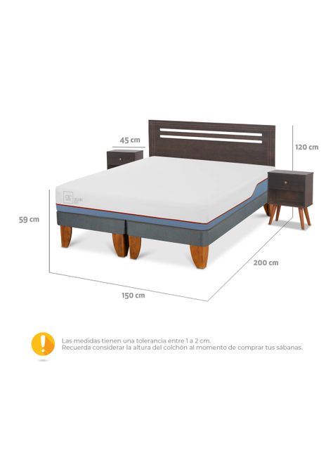Cama Europea Excellence Plus 2 Plazas Base Dividida Munich Gris-1