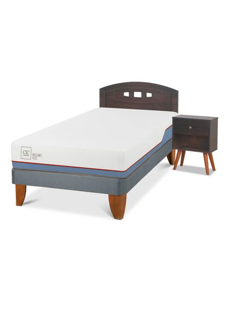 Cama Europea Excellence Plus 1.5 Plazas Set Gales Gris-0