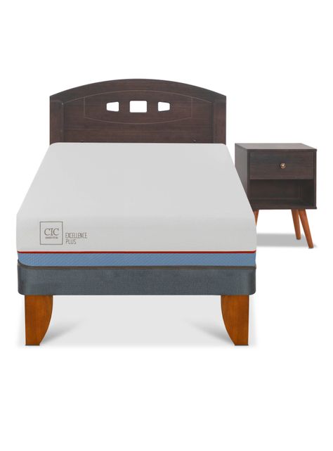 Cama Europea Excellence Plus 1.5 Plazas Set Gales Gris-2