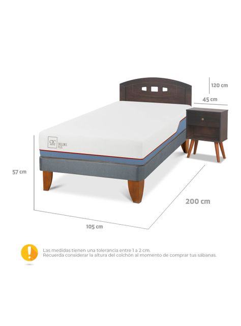 Cama Europea Excellence Plus 1.5 Plazas Set Gales Gris-1