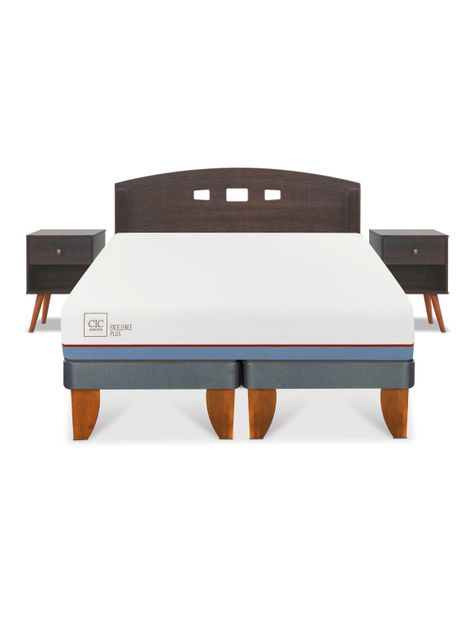 Cama Europea Excellence Plus 2 Plazas Base Dividida Set Gales Gris-2