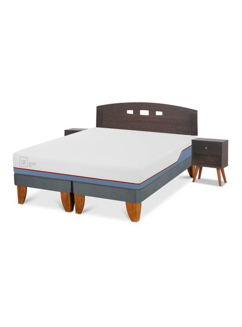Cama Europea Excellence Plus 2 Plazas Base Dividida Set Gales Gris-0