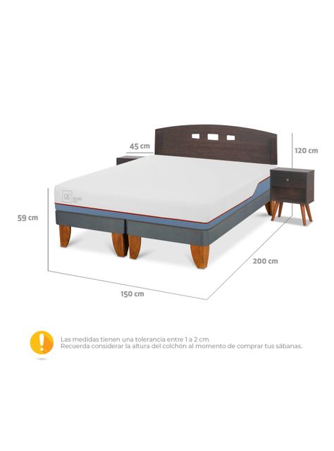 Cama Europea Excellence Plus 2 Plazas Base Dividida Set Gales Gris-1