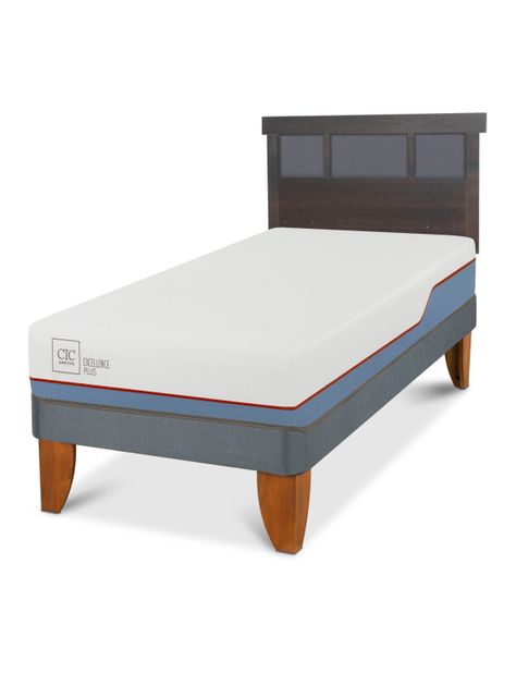Cama Europea Excellence Plus 1.5 Plazas Respaldo Dublin Gris-0