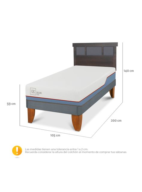 Cama Europea Excellence Plus 1.5 Plazas Respaldo Dublin Gris-1