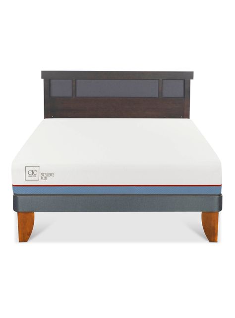 Cama Europea Excellence Plus 2 Plazas + Respaldo Dublin Gris-2