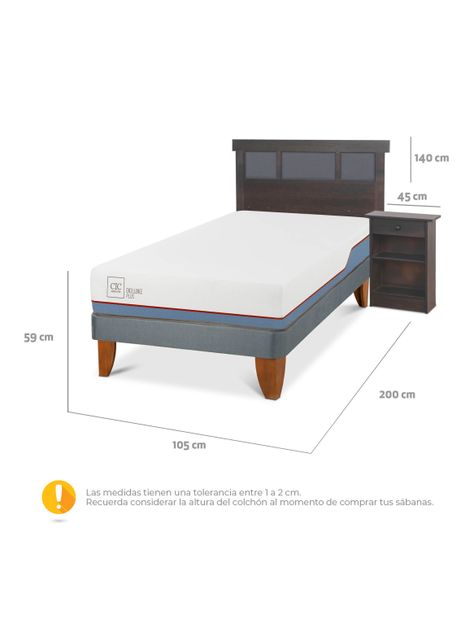 Cama Europea Excellence Plus 1.5 Plazas Set Dublin Gris-1