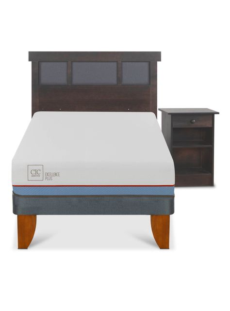 Cama Europea Excellence Plus 1.5 Plazas Set Dublin Gris-2