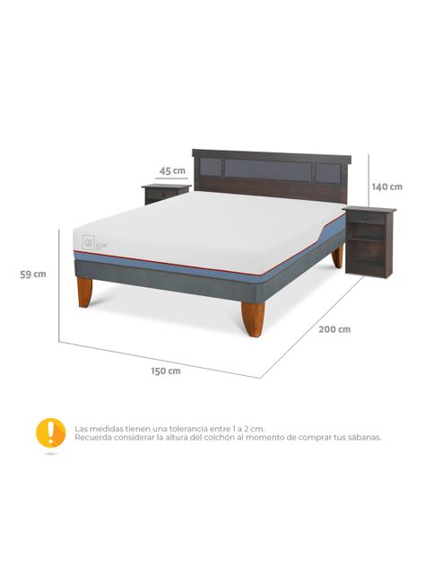 Cama Europea Excellence Plus 2 Plazas Set Dublin Gris-1