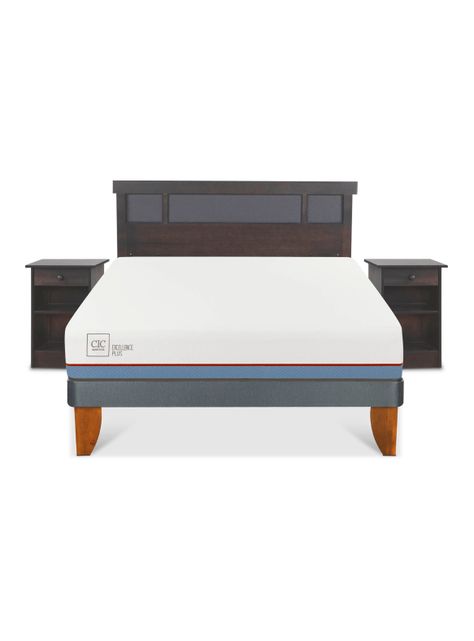 Cama Europea Excellence Plus 2 Plazas Set Dublin Gris-2