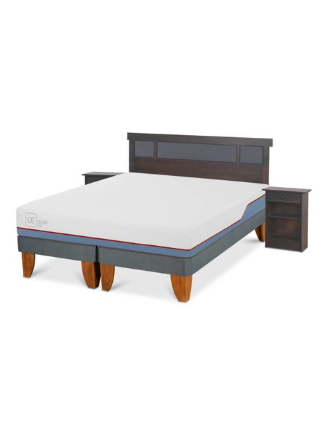 Cama Europea Excellence Plus 2 Plazas Base Dividida Set Dublin Gris-0
