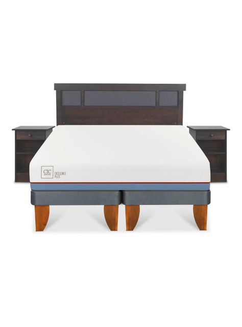 Cama Europea Excellence Plus 2 Plazas Base Dividida Set Dublin Gris-2
