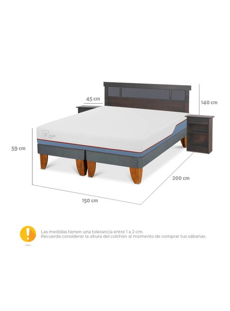 Cama Europea Excellence Plus 2 Plazas Base Dividida Set Dublin Gris-1
