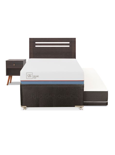 Diván Excellence Plus Black 1.5 Plazas Set Munich Gris-2