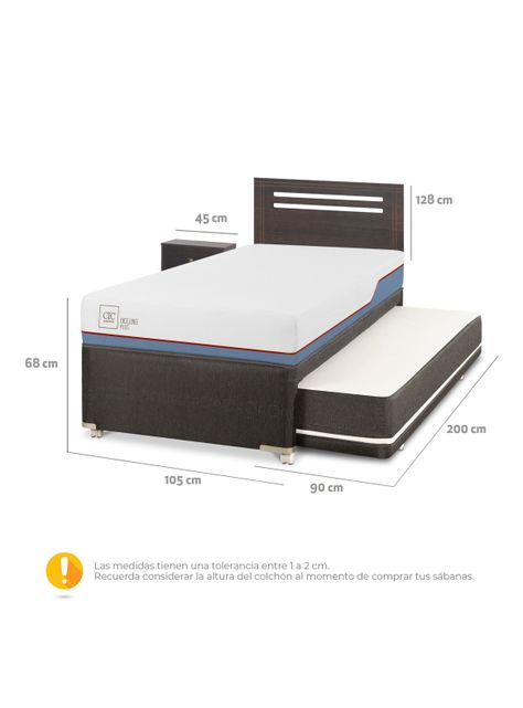 Diván Excellence Plus Black 1.5 Plazas Set Munich Gris-1