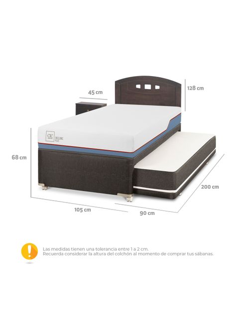 Diván Excellence Plus Black 1.5 Plazas Set Gales Gris-1